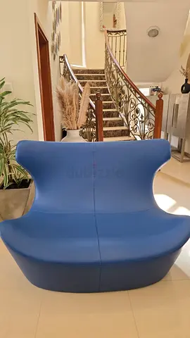 x2 BB ITALIA Love Papilio 2-seater loveseat sofas couch limited edition in blue full grain leather