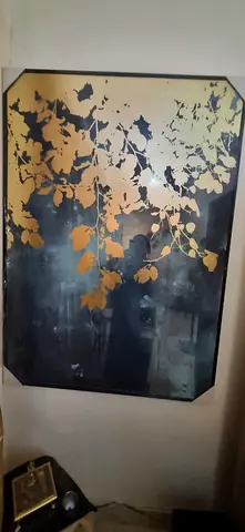 Large Decorative Wall Mirror with Gold Leaf Branch Design