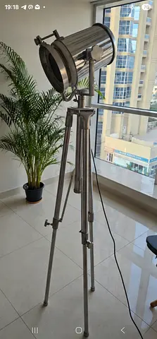 Industrial Tripod Floor Spotlight Lamp - Metal Finish