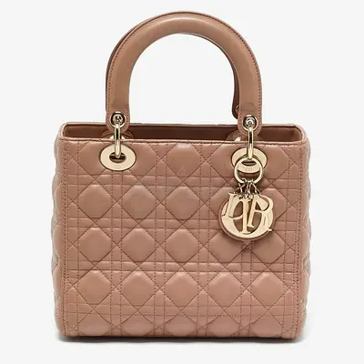 Dior Lady Dior Medium Beige Leather Tote Bag