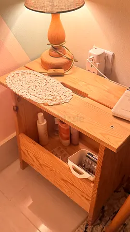 Sidebed stool wood with storage