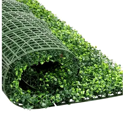 Set of 15 Artificial Boxwood Hedge Roll – Green Decorative Privacy Mat