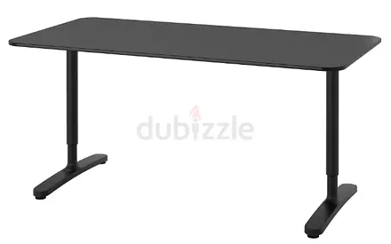 Adjustable IKEA Black Office/Study Table 160x80 cm – Under Warranty until Apr 2032