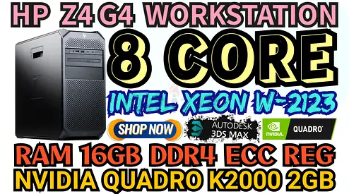 HP Z4 G4 WORKSTATION 8 CORE INTEL XEON W-2123 RAM 16GB DDR4 NVIDIA QUADRO K2000 2GB DDR5