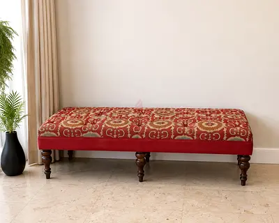 Red ornate bench