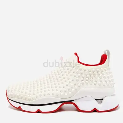 Christian Louboutin White Neoprene Spike Sock Sneakers Size 40