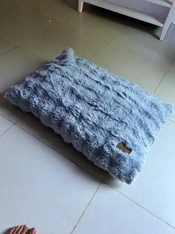 Grey Faux Fur Floor Cushion / Pet Bed – Soft  Cosy
