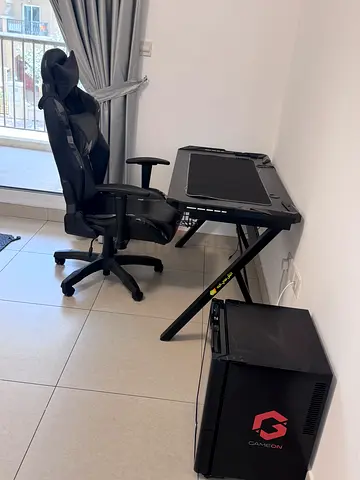 Black Gaming Desk and Ergonomic Chair Set