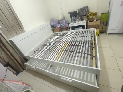 IKEA brimness king size 180×200cm bed frame with headboard+ 4 big storage drawers + IKEA mattress ✨