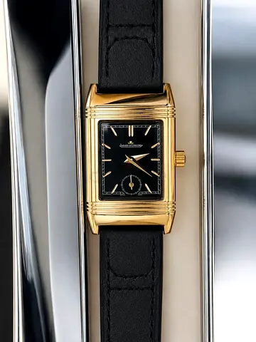 Jaeger-LeCoultre Reverso-style Mens Dress Watch - Gold Case, Black Dial supar mastar