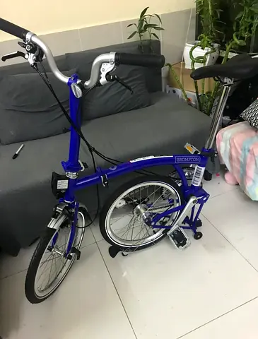 Brompton folding bike - compact blue, good condition