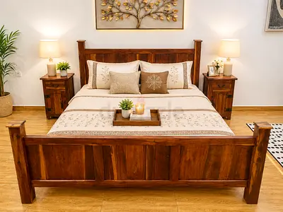 Solid Wood Modern Design Bed Set