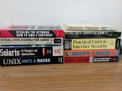 Collection of UNIX, Security and Tech Books (Steal This Computer, Solaris, Cissp for dummies also