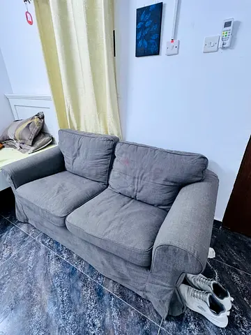 Ikea-2+3 seater grey fabric sofa in good used condition (cover is removable  washable)