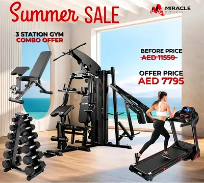 Miracle Fitness 3 Station Home Gym Equipment All-in-One Combo Set