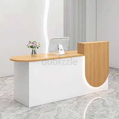 Elegant 1.2m Reception Desk for Salon  Office White Front Counter