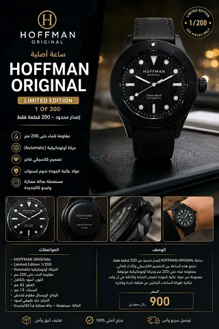 Hoffman Original Limited Edition Mens Watch (1 of 200) - Black Automatic