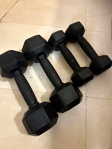 Decathlon Set of Rubber Hex Dumbbells - Pair (Light/Medium) - Good Condition