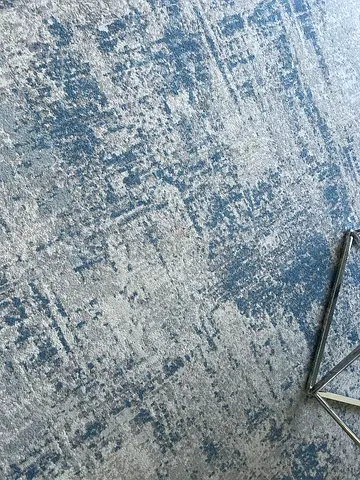 Light Blue Abstract Area Rug – Good Condition