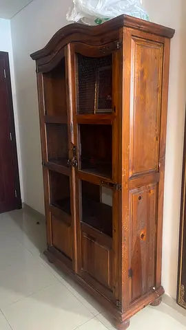 Solid Wood Vintage Display Cabinet / Bookshelf - Rustic Finish