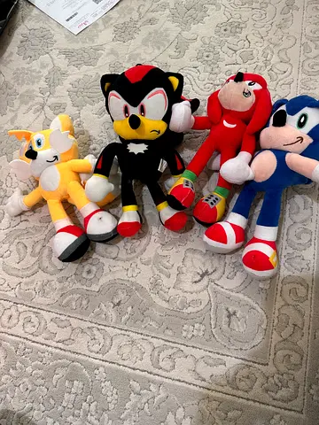 Set of 4 Sonic the Hedgehog Plush Toys (Sonic, Knuckles, Shadow, Tails) - Good Used Condition
