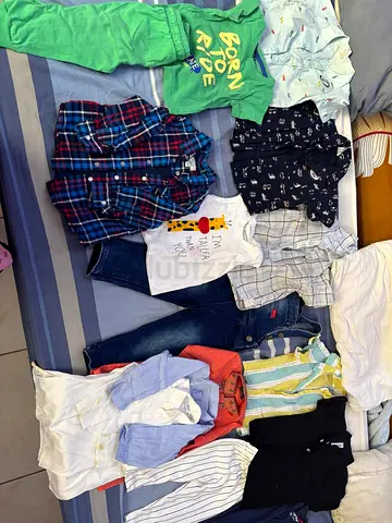 Lot of baby boy clothes — mixed tops, shirts and bottoms (used)