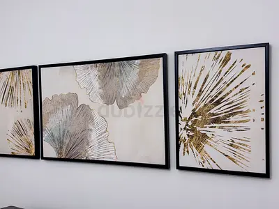 Modern Gold and Silver Framed Wall Art Set