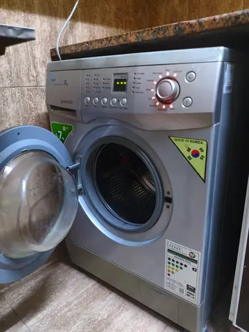 Front-load washing machine - silver, working condition