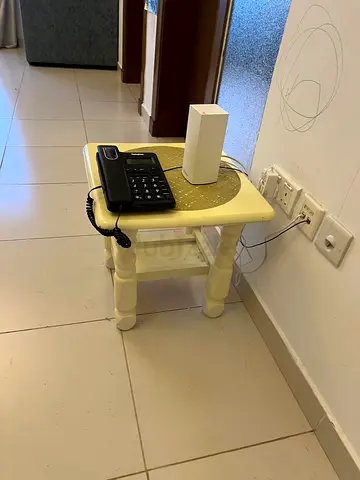 Small wooden side table / phone table - light cream