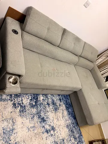L shape sofa Bed with wireless charger and storage