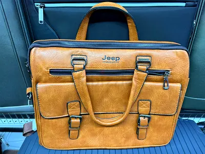 Jeep leather-look mens briefcase / laptop bag – dark grey, good condition