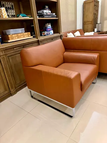 WALTER KNOLL Morgan 465 Armchair in brown genuine Italian leather designer luxury H80 W83 D80cm