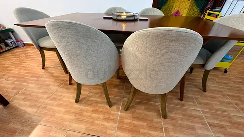 West elm extendable solid wood dinning table 6 seater and matching chairs from Pan home