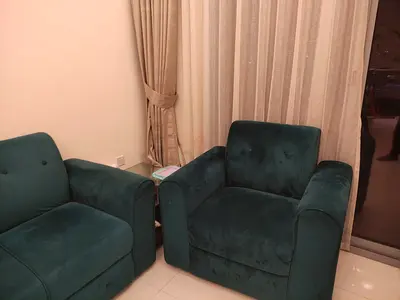 Teal velvet 5 seater Sofa -3+1+1