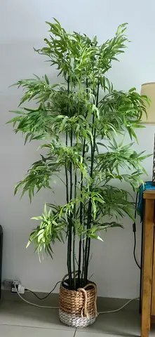 Tall Artificial Bamboo Plant in Woven Basket - Ready to Decorate