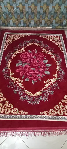 Red Floral Persian-Style Area Rug - Good Condition