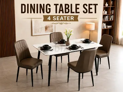 4 Seater Dining Table Set - Ceramic Top Dining Set For Dubai Homes