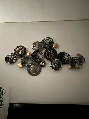 Large metal decorative wall art - circular fan motif