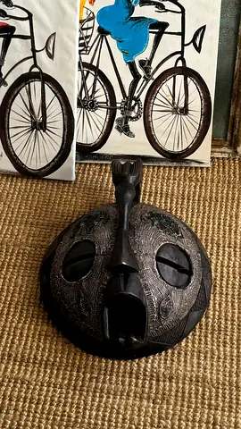 Handcrafted African Tribal Mask — Decorative Metal Wood Mix
