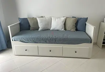HEMNES Day-bed frame with 3 drawers, white, 80x200 cm + 2 Foam mattress white, 80x200 cm