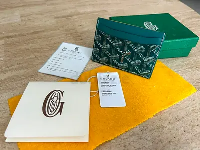 Goyard Card Holder / Slim Wallet in Green - With Box  Tags