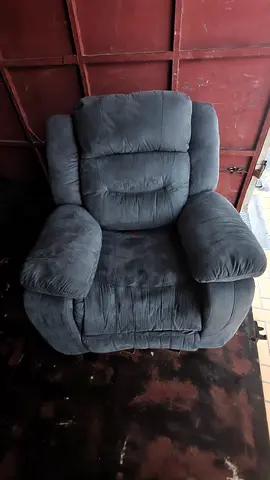Single grey fabric recliner armchair - used, good condition