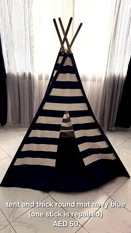 Kids Teepee Play Tent with Thick Round Mat - Navy Blue