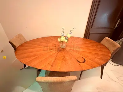 Solid Wood Oval Dining Table with 3 Chairs