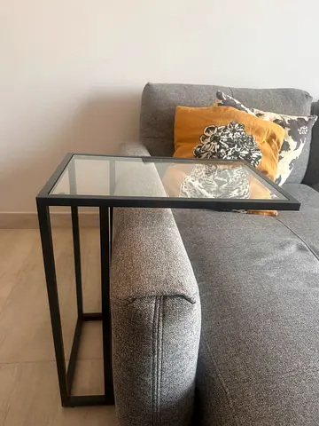 IKEA Vittsjo Laptop/Side Table (Black Metal  Glass, Modern)