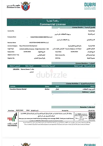 HOLIDAY HOMES RENTAL LLC LICENSE FOR SALE IN MAINLAND WITH ACCOUNT