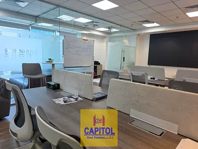 FURNISHED OFFICE WITH 4 GLASS PARTITION AVAILABLE FOR RENT IN BUSINESS BAY