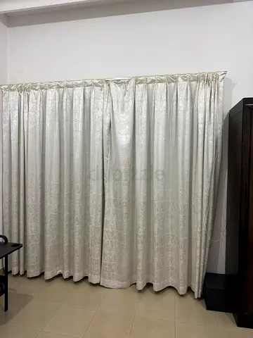 Cream blackout curtains - set of full-length panels