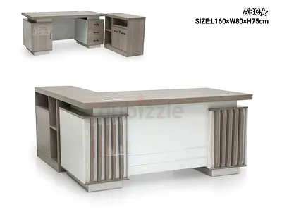 Large L-shaped Executive Office Desk with Storage - Light Wood