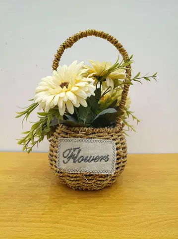 Woven Basket with Artificial Flowers